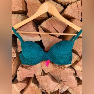 Y2K La Senza Women’s 36C Lace Teal‎ Pink Bra Sexy Coquette Intimates  Pleasure